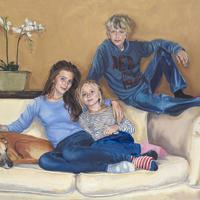 Portrait Zara, Rufus and Cecila with Lopez by Zara Drummond